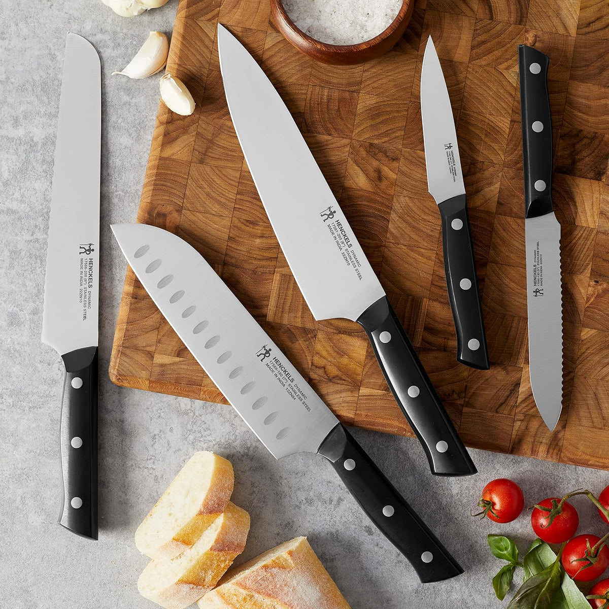 Dynamic 5-Pc Knife Set with Chef, Bread, Utility, Paring, Santoku