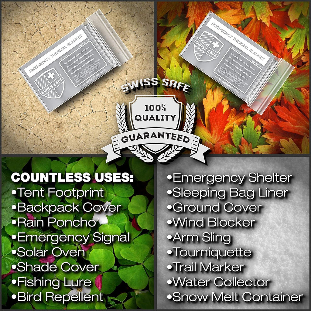 Emergency Mylar Thermal Blankets + Bonus Space Blanket - Compact & Insulated for Cold Weather - Designed for NASA