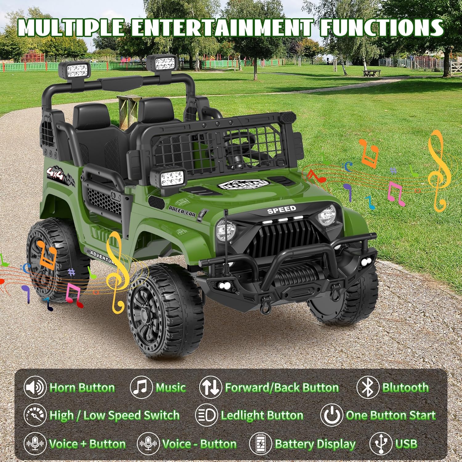 XL 24V Ride on Toys for Big Kids, 2 Seater Electric Car for Kids with Remote Control,800W Motors,21'' Wide