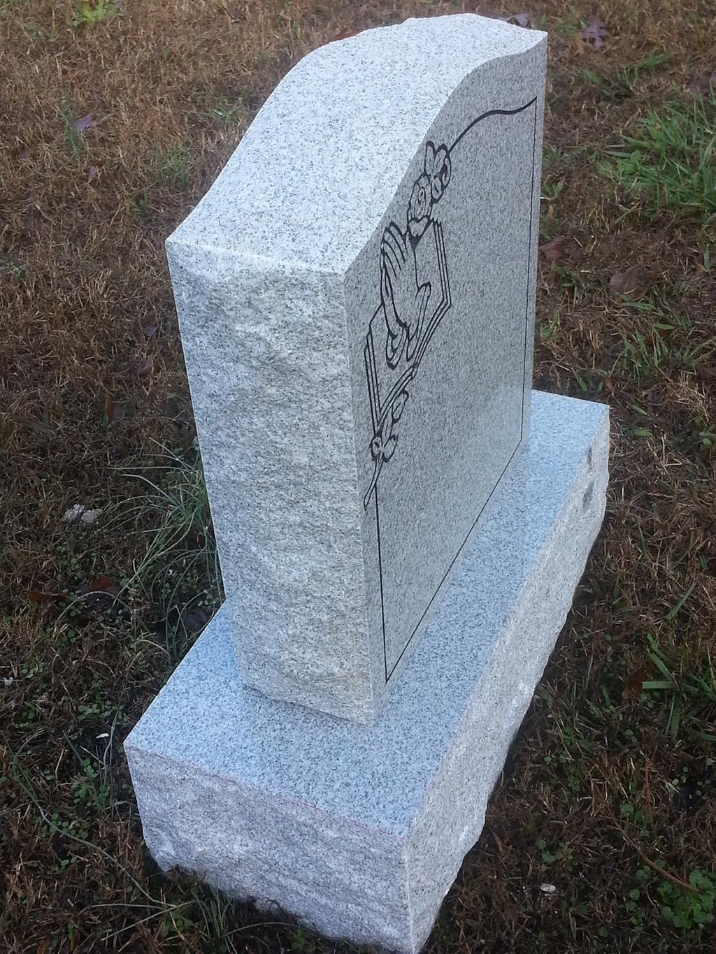 Granite Memorial Headstone Die and Base (Multiple Designs) | Custom Engraved Upright Cemetery Monument | Polished