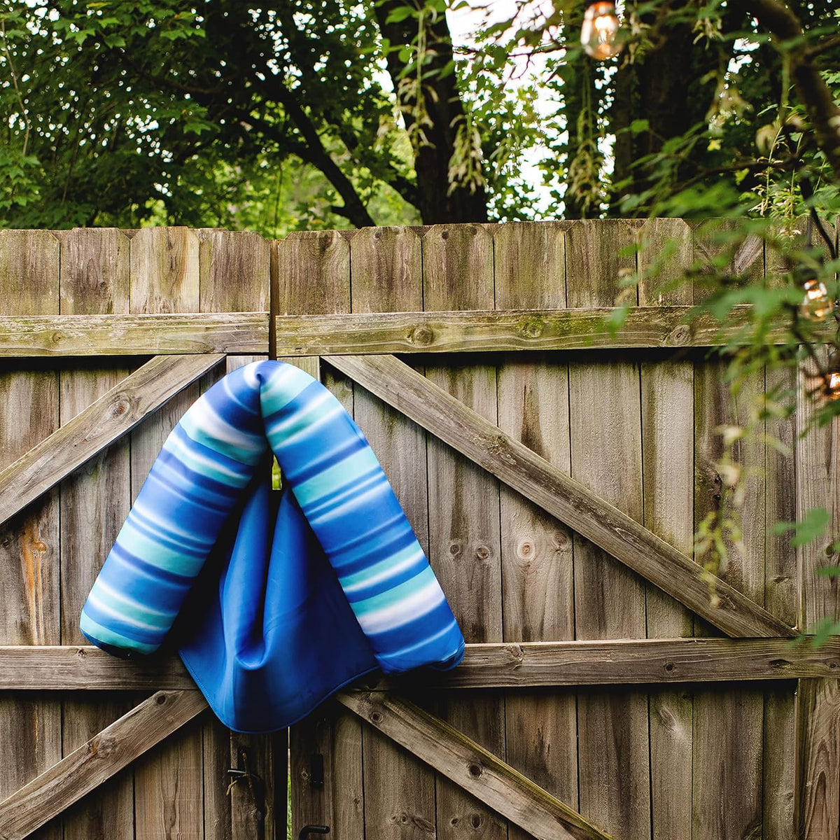 Noodle Sling No Inflation Needed Pool Seat with Armrests, Blurred Blue Double Sided Mesh, Quick Draining Fabric, 3 feet