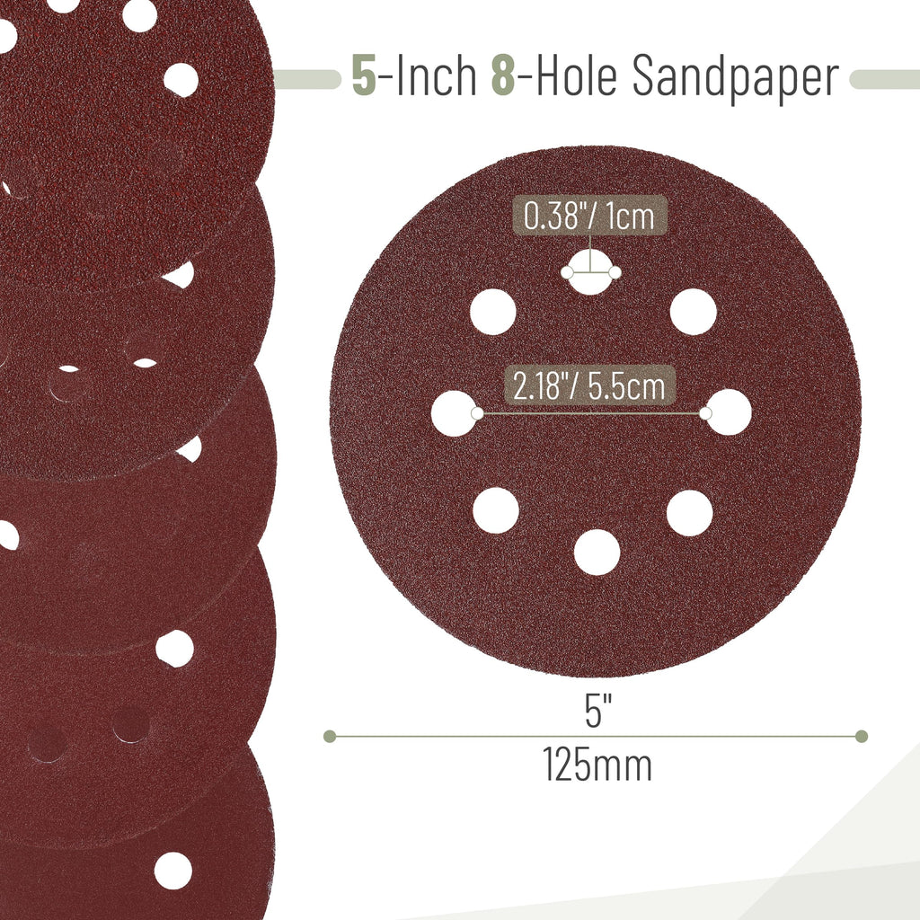 Bates- Sanding Discs, 5 Inch 8 Hole Sanding Discs, 100 Pack, Grits 60 120 240 400 600 800 1000 1200 1500 2000, Sanding Pads, Hook and Loop Sanding Disc, Round Sandpaper Discs, 5 inch Sanding