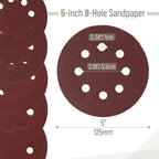 Bates- Sanding Discs, 5 Inch 8 Hole Sanding Discs, 100 Pack, Grits 60 120 240 400 600 800 1000 1200 1500 2000, Sanding Pads, Hook and Loop Sanding Disc, Round Sandpaper Discs, 5 inch Sanding