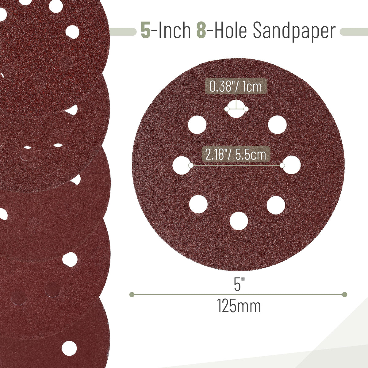 Bates- Sanding Discs, 5 Inch 8 Hole Sanding Discs, 100 Pack, Grits 60 120 240 400 600 800 1000 1200 1500 2000, Sanding Pads, Hook and Loop Sanding Disc, Round Sandpaper Discs, 5 inch Sanding