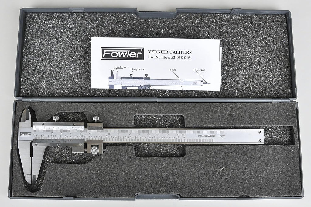 Fowler 52-058-016-0, Vernier Caliper with 0-6"/150mm Measuring Range
