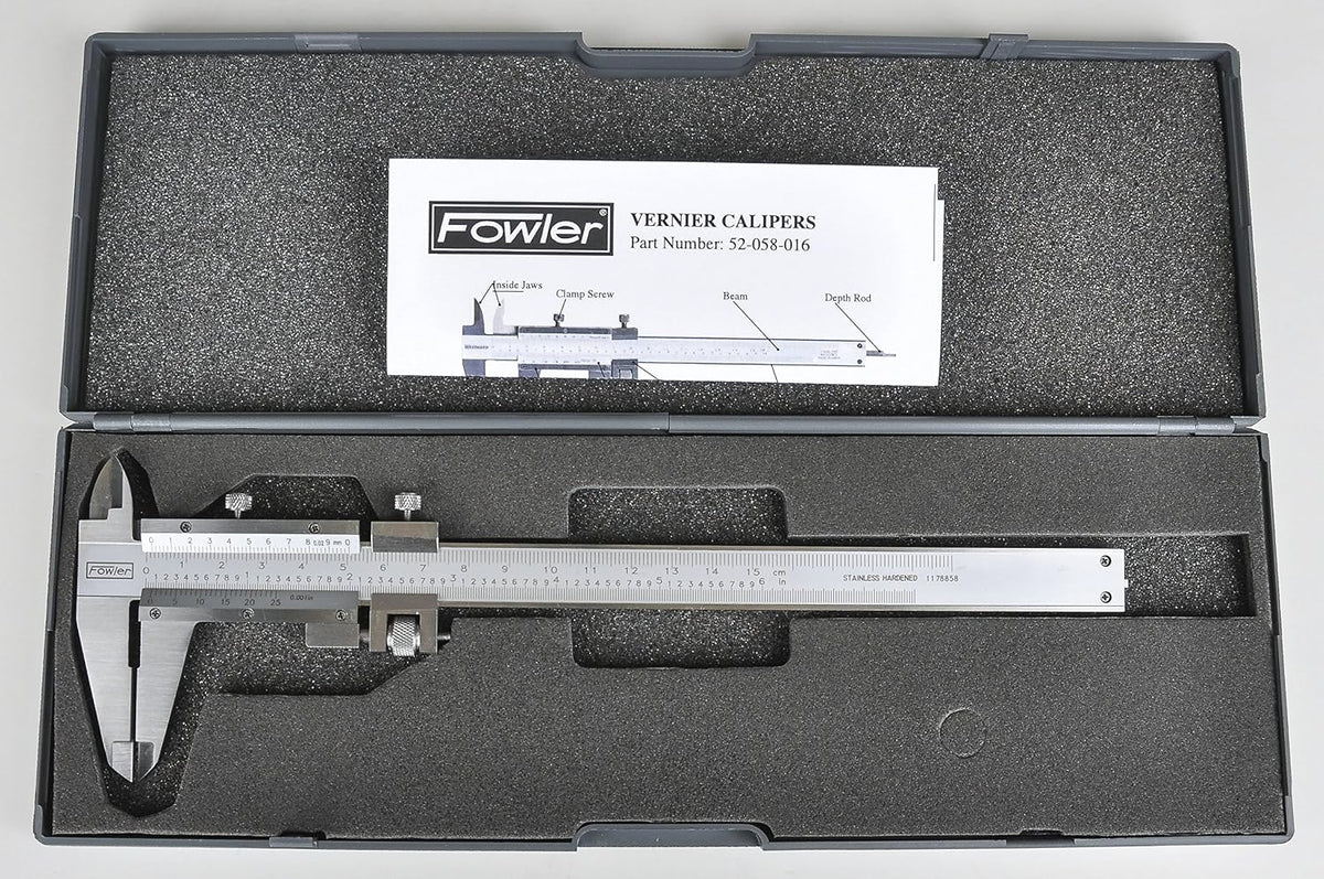 Fowler 52-058-016-0, Vernier Caliper with 0-6"/150mm Measuring Range