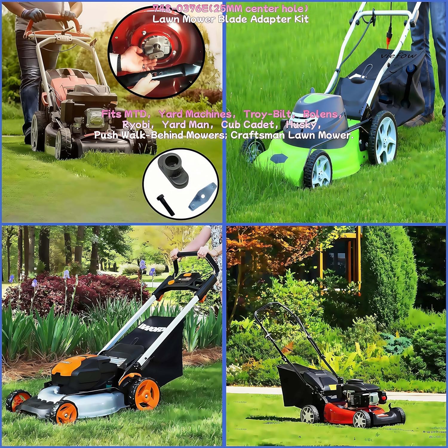 748-0376E(25𝐌𝐌 Center Hole) Lawn Mower Blade Adapter Kit Replace | 748-0376 748-0376A 748-0376B Fits MTD Craftsman