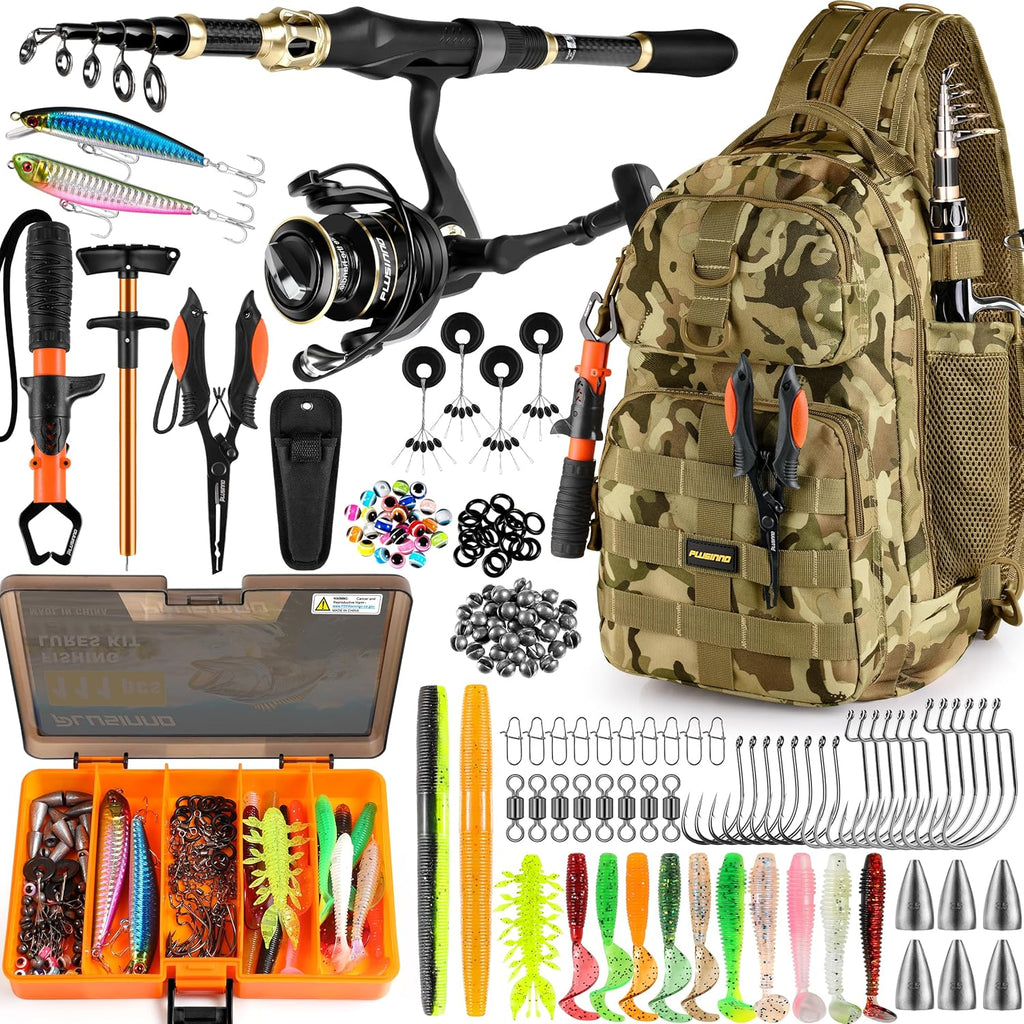 Fishing Backpack, Fishing Bag, Waterproof Sling Tackle Bag For Fishing Gear With Rod Holder, Fish Gifts for Men
