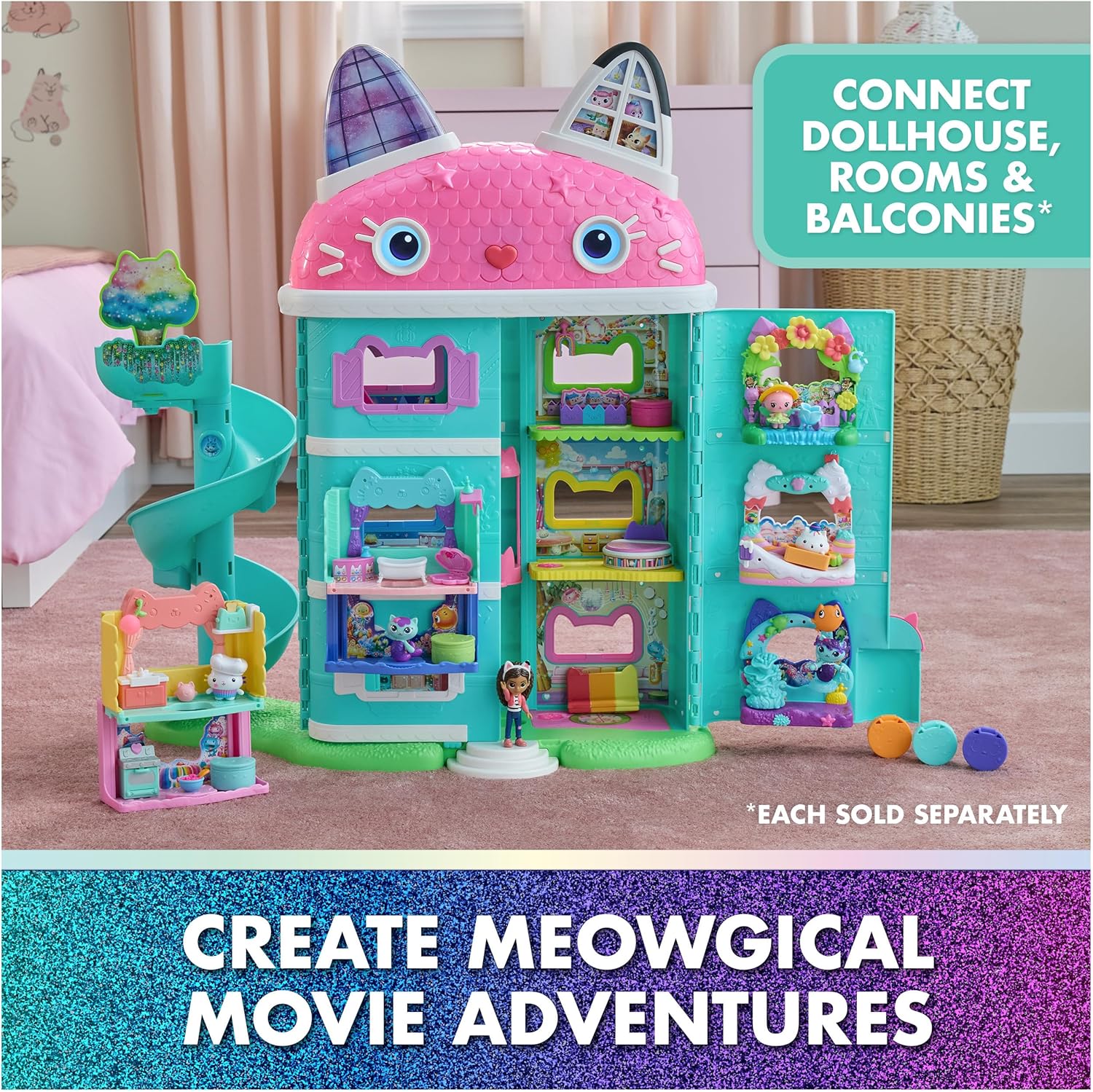 Gabby's Dollhouse: The Movie, MerCat's Spa-wesome Bathroom, Toy Figure, Dollhouse Accessories & Surprise Toy, Kids
