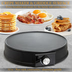 12” Electric Crepe Maker Machine, Griddle Nonstick Crepe Pan
