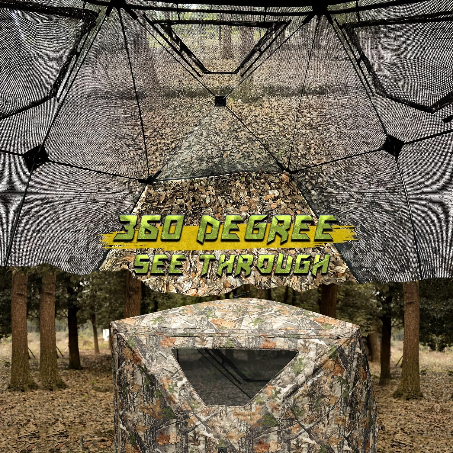 Hunting Blind, 2 Person Pop Up Blinds 360 Degree See Through, Portable Durable Hunting Ground Blinds for Deer &