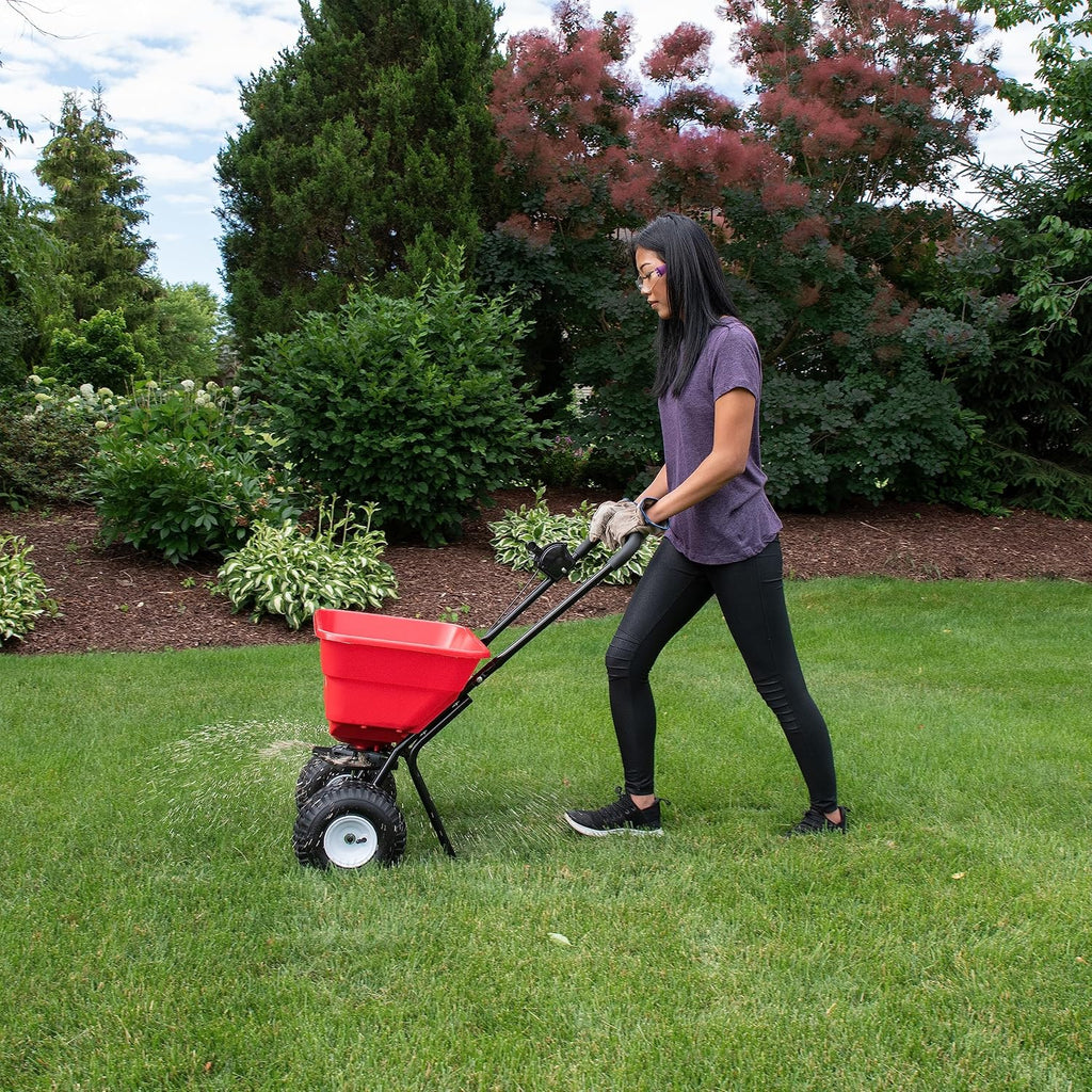 2050P 80lb Broadcast Spreader, Lawn Aerator, Fertilizer Spreader, 80lb Capacity, Pre-Assembled, with Rustproof Poly