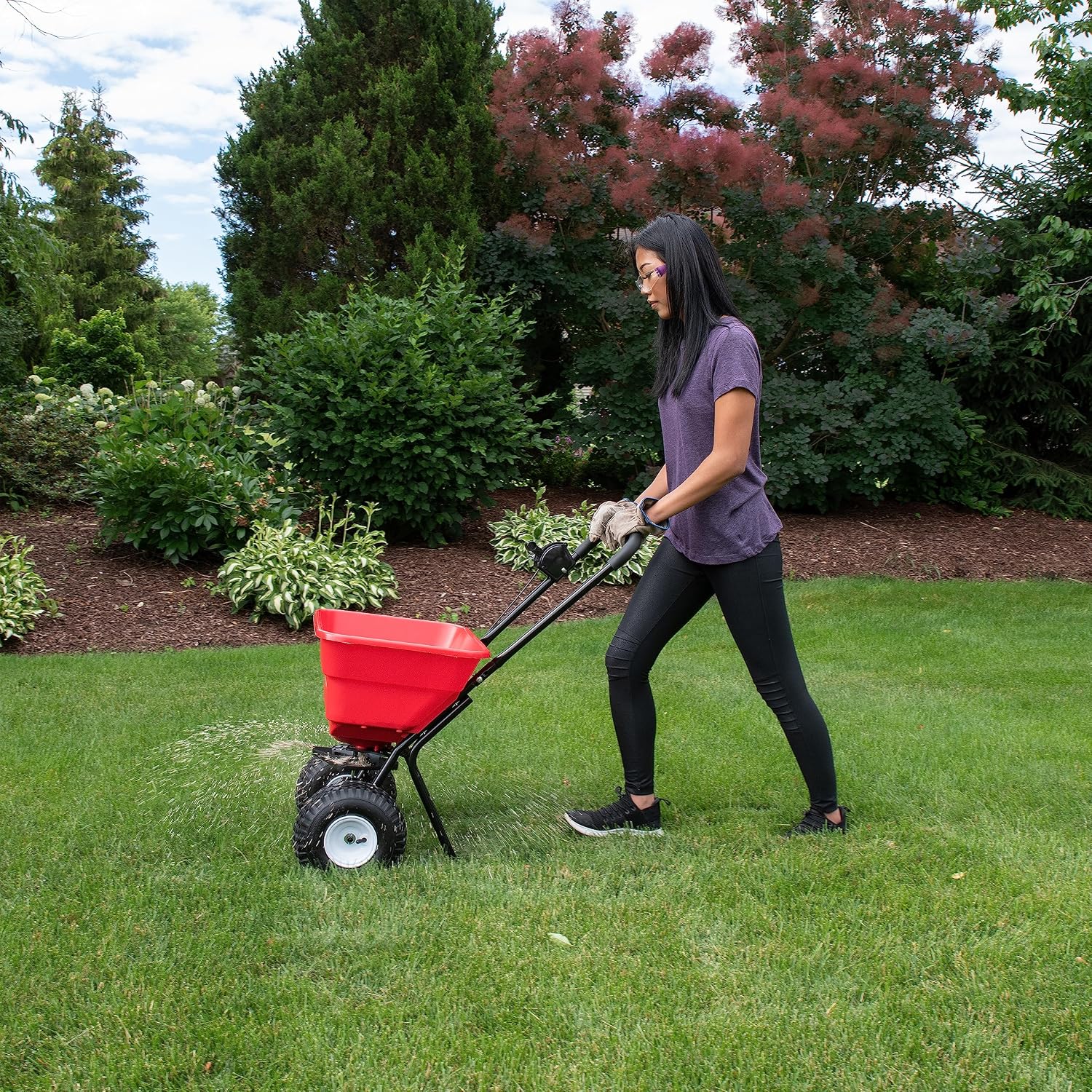 2050P 80lb Broadcast Spreader, Lawn Aerator, Fertilizer Spreader, 80lb Capacity, Pre-Assembled, with Rustproof Poly