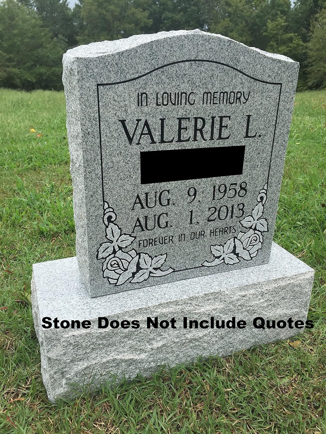 Granite Memorial Headstone Die and Base (Multiple Designs) | Custom Engraved Upright Cemetery Monument | Polished