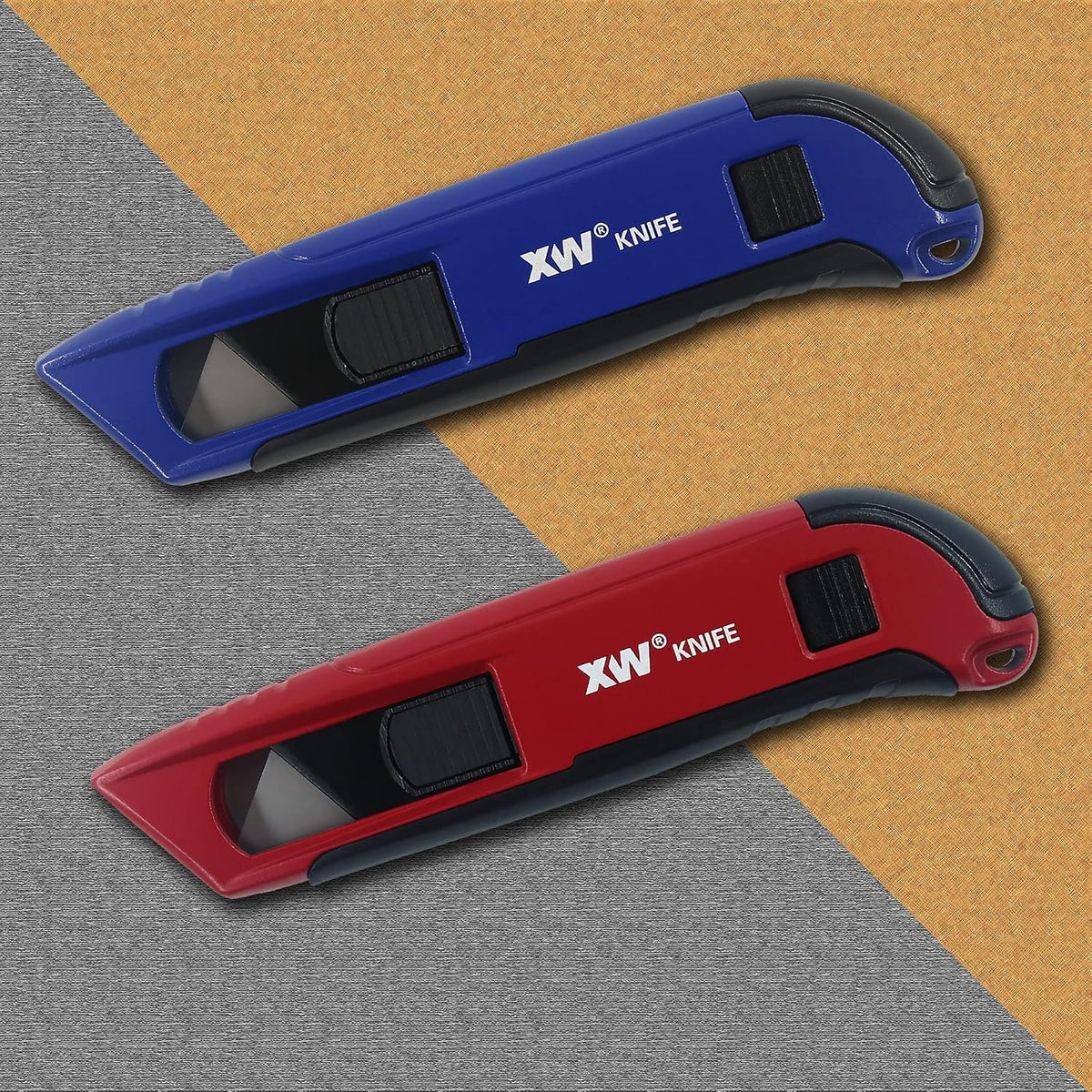 Auto-retractable Safety Box Cutter, Aluminum Alloy Utility Knife Self-retracting, 2-Pack