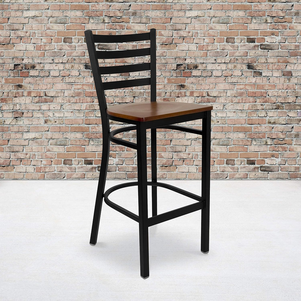 Hercules Ladder Back Restaurant Barstool, Cherry, 2-Pack
