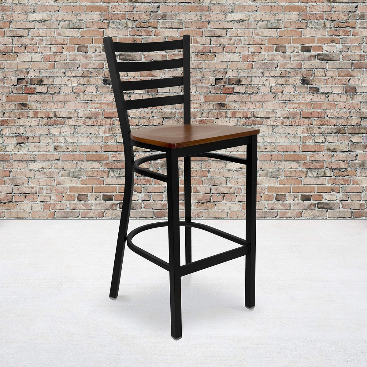 Hercules Ladder Back Restaurant Barstool, Cherry, 2-Pack
