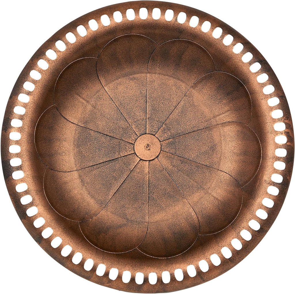 Alpine Corporation | 28" Bronze Outdoor Pedestal Birdbath with Scrollwork Base and Ground Stakes — Elegant Garden