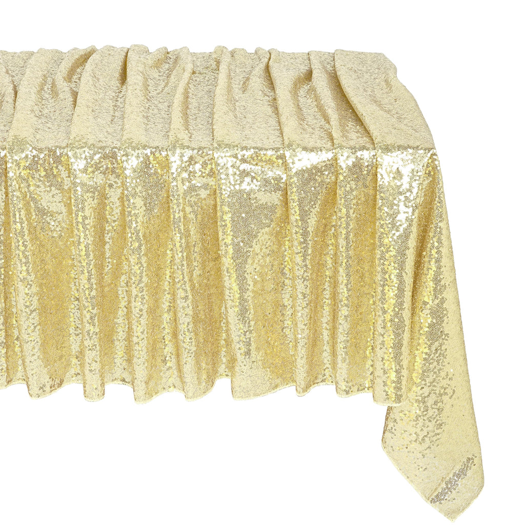 Light Gold Sequin Tablecloth Rectanglar 90" x 132" Glitter Table Cloth