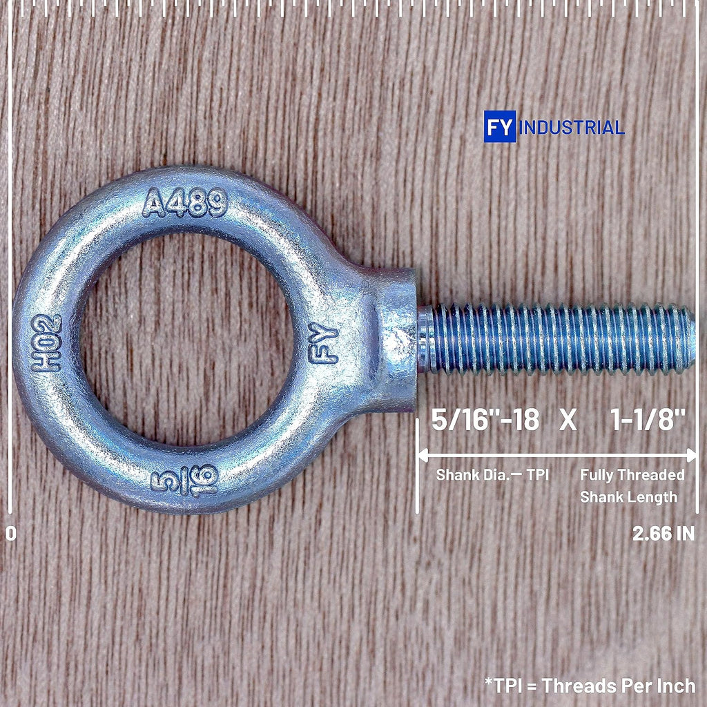 3 Pcs Lifting Shoulder Eye Bolts 5/16" Blue-Bright Zinc Plated