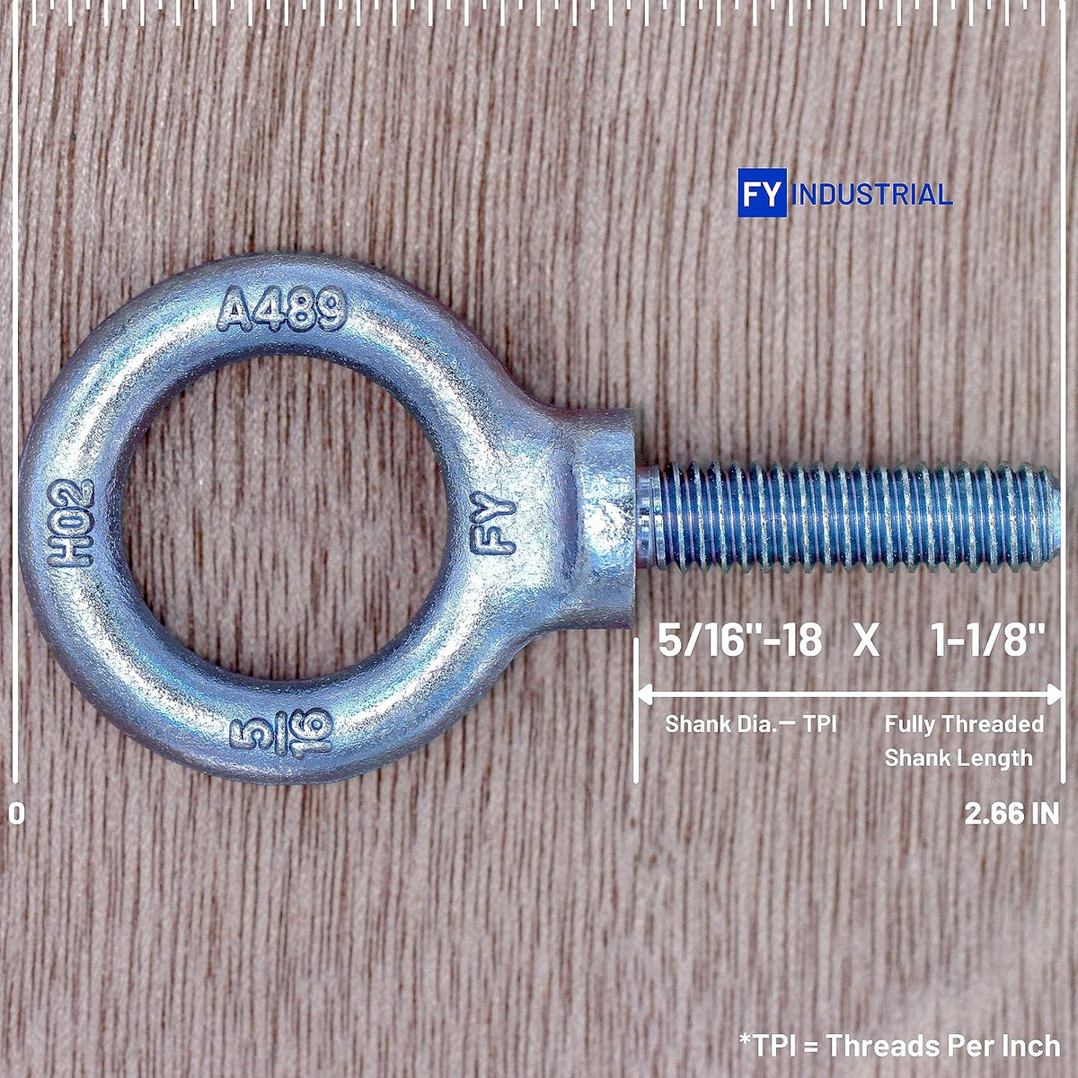 3 Pcs Lifting Shoulder Eye Bolts 5/16" Blue-Bright Zinc Plated