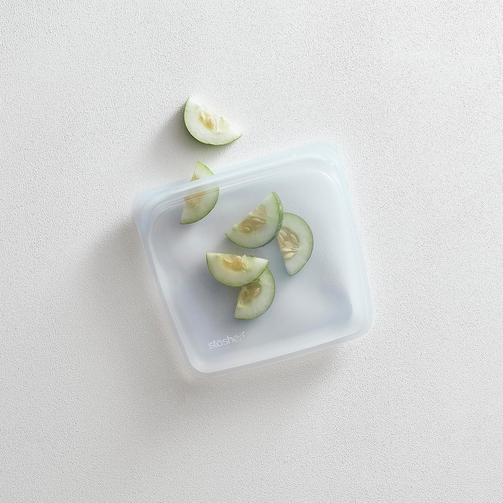 Premium Reusable Silicone Food Storage Sandwich Bag, Clear, 28 oz