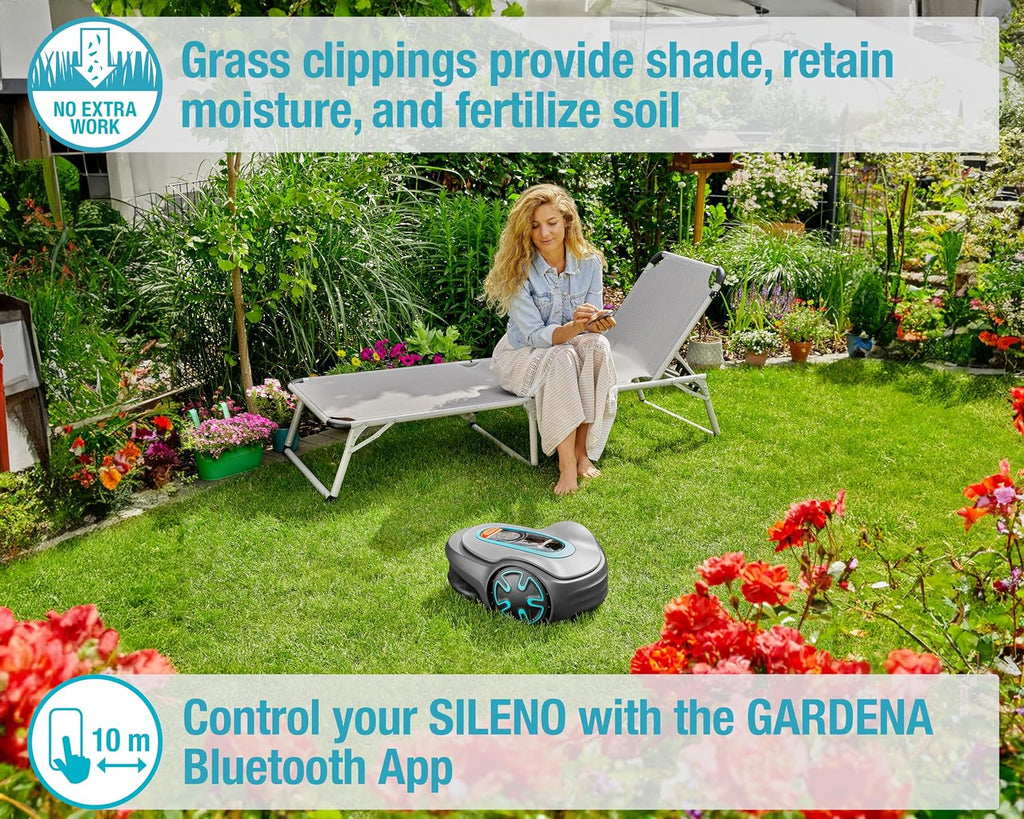 15201-20 SILENO Minimo - Automatic Robotic Lawn Mower with Bluetooth app, Boundary Wire