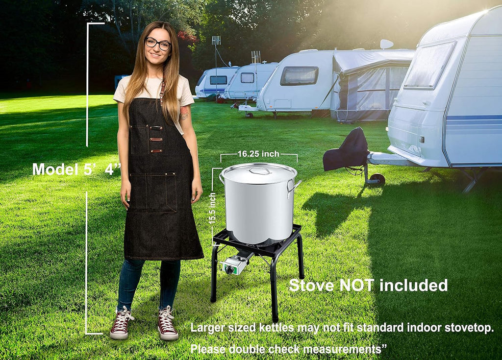 53 QT Stainless Steel Stock Pot w/Basket. Heavy Kettle. Cookware for Boiling