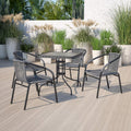 Gray PE Rattan Stackable Patio Dining Chair, 4-Pack