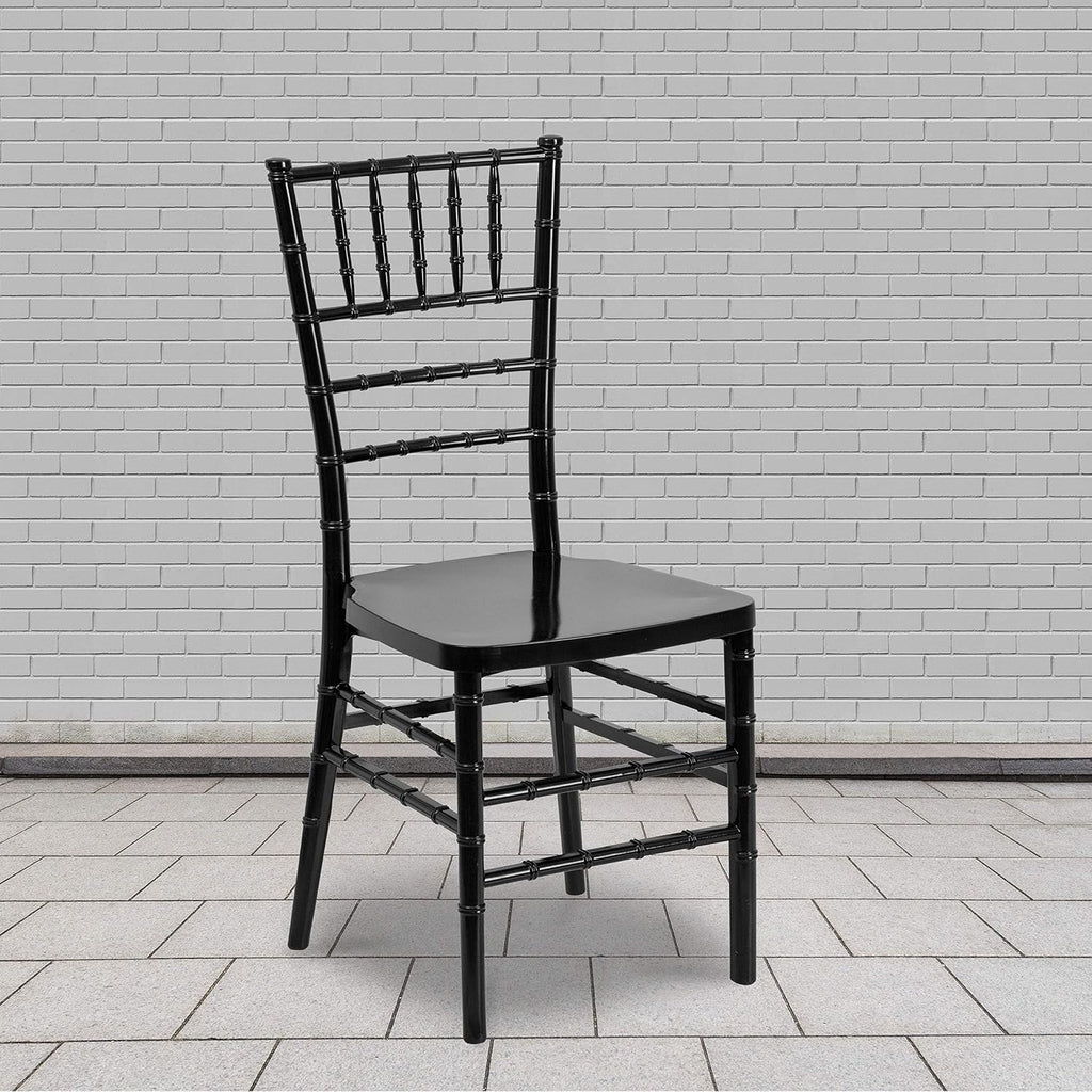 Hercules Stacking Resin Chiavari Chair, Black, 2-Pack