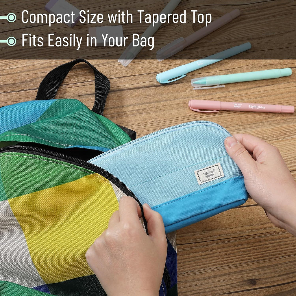 Wide-Opening Pencil Case, Triangle Design | Compact & Spacious Pencil Cases with 5 Mesh Pockets, Bag Pouch, Box