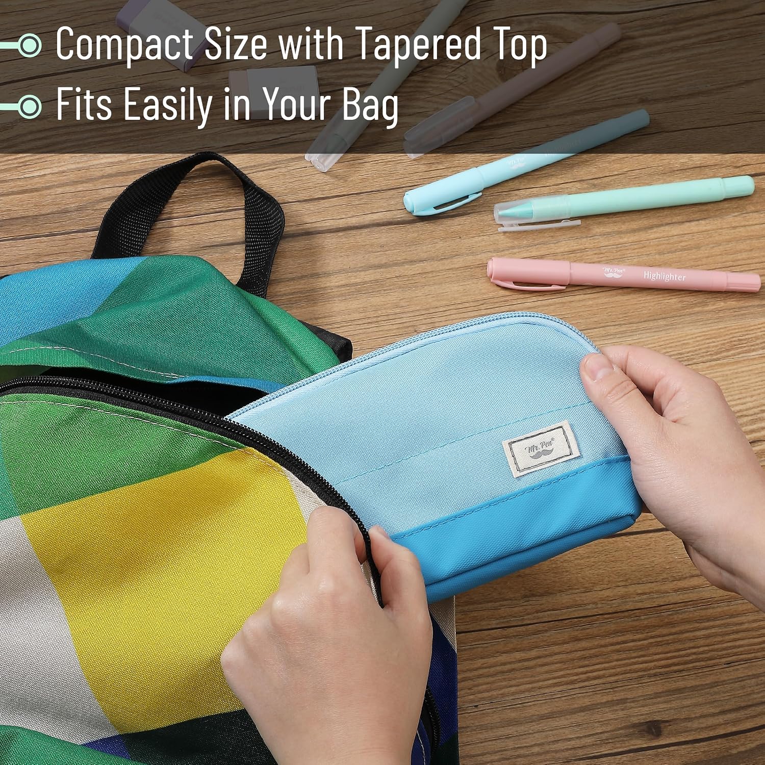 Wide-Opening Pencil Case, Triangle Design | Compact & Spacious Pencil Cases with 5 Mesh Pockets, Bag Pouch, Box