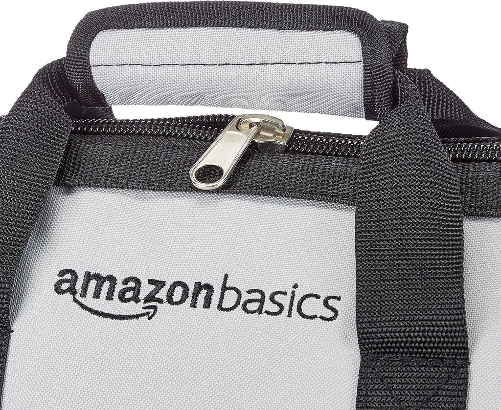 Durable Wear-Resistant Tool Storage Bag with Adjustable Shoulder Strap, Portable Tool Organizer, 16 in, Black & Grey