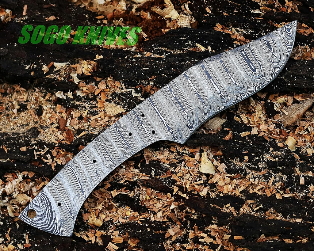 Damascus Knife Making Kit DIY Handmade Knife Kit Includes Knife Blank Knife Steel Blade, Pins, Knife with Sheath