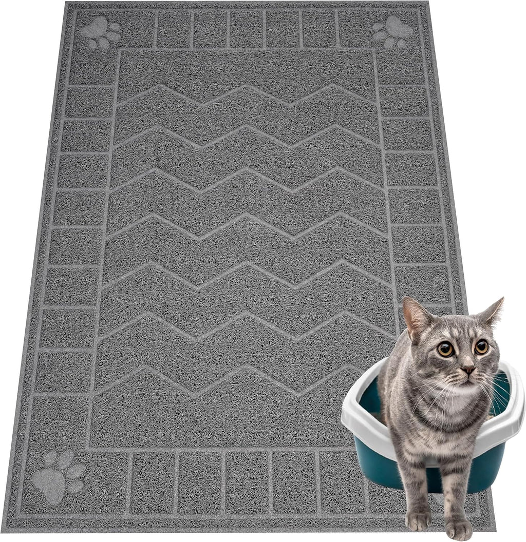 Cat Litter Box Mat, 35" x 24" Large Kitty Litter Trapping Mat Keep Floor Clean, Litter Box Mat Scatter Control