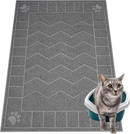 Cat Litter Box Mat, 35" x 24" Large Kitty Litter Trapping Mat Keep Floor Clean, Litter Box Mat Scatter Control