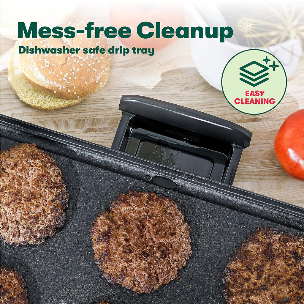 10"x18" Electric Griddle Non-Toxic, with Warming Tray, Copper/Black