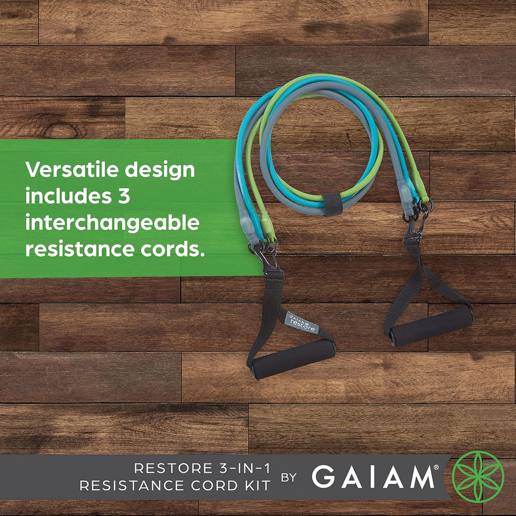 3-in-1 Resistance Band Kit with Comfort-Grip Handles and Interchangeable Strength Bands for High Intensity Training