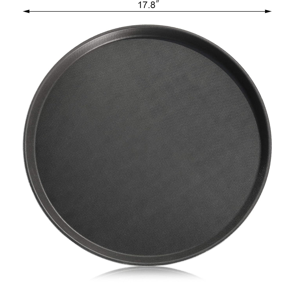 Non-Slip Serving Tray, 18 Inch Round Black Plastic