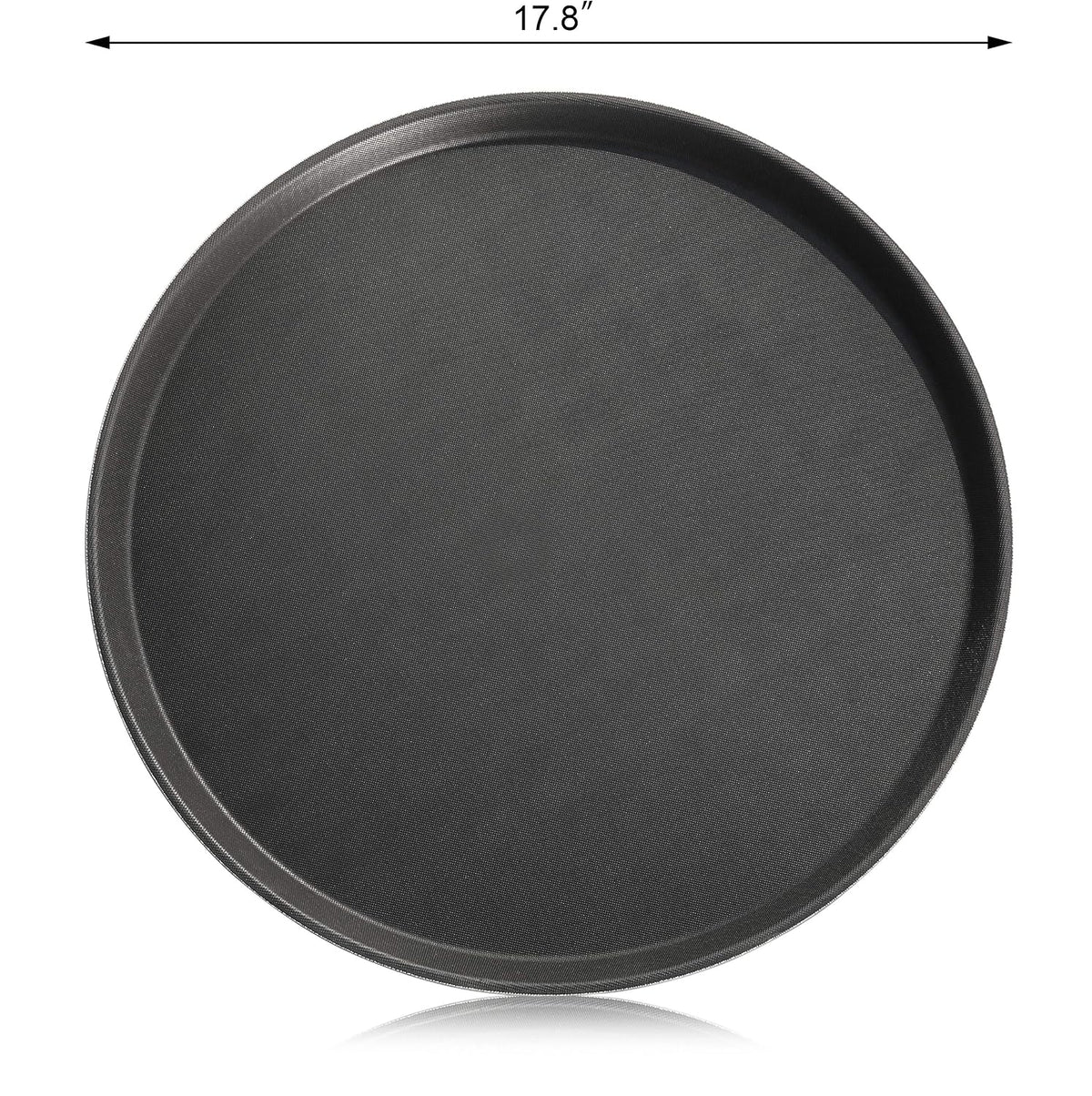 Non-Slip Serving Tray, 18 Inch Round Black Plastic