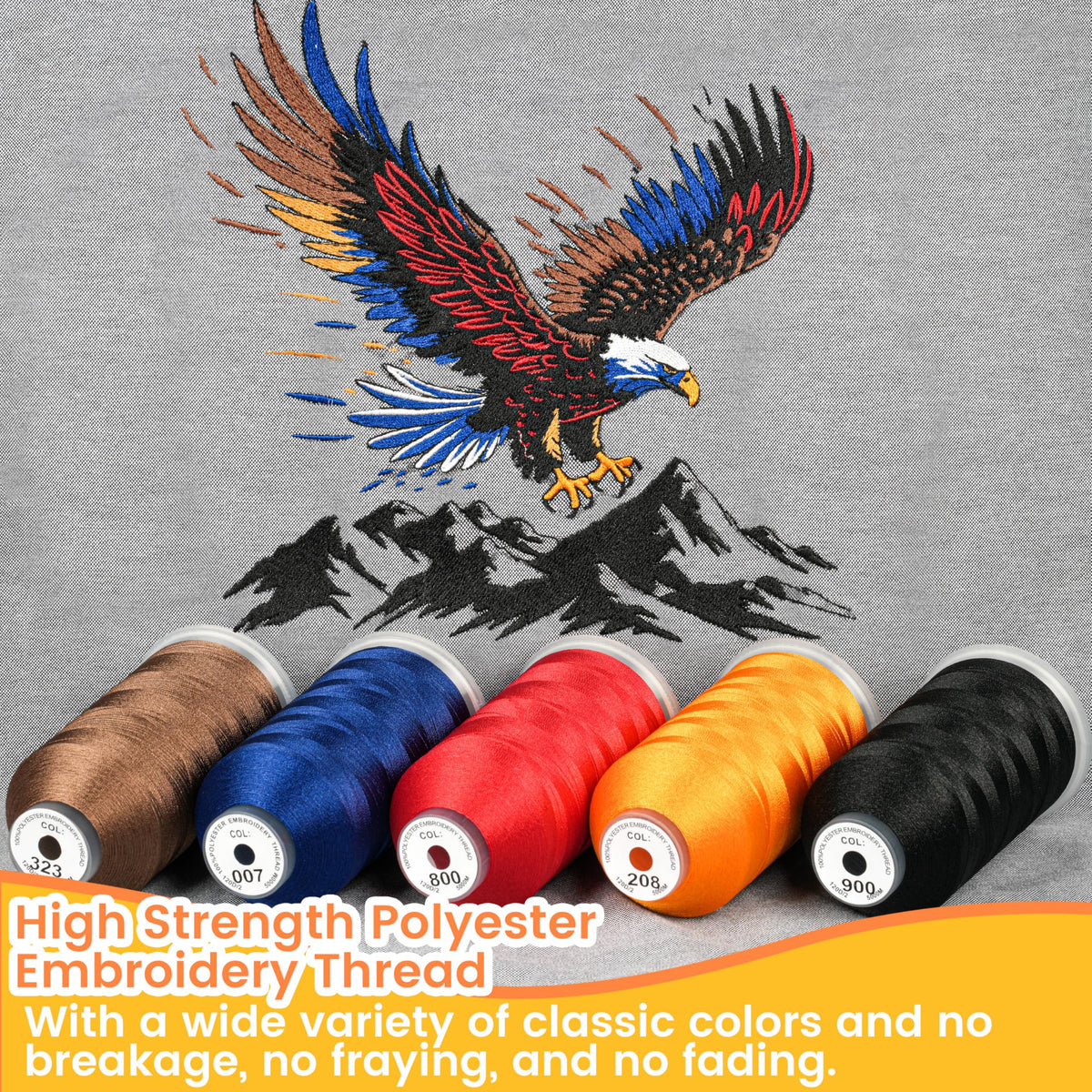 15 Colors Huge Spools Polyester Embroidery Machine Thread