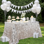 Silver Sequin Tablecloth 50x102 Inch Sparkly Rectangle Table Cloth