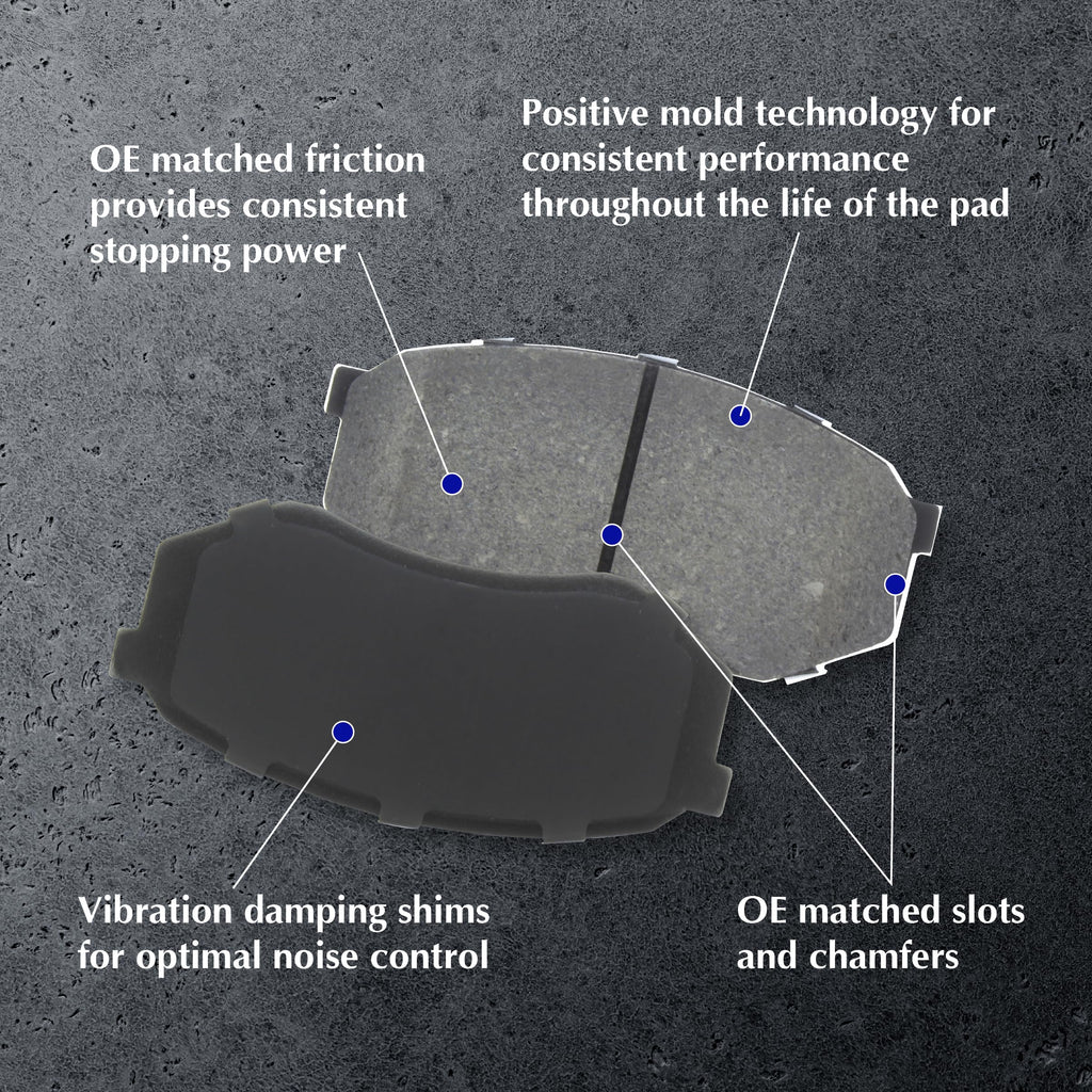 Centric C-Tek Ceramic Replacement Front Disc Brake Pad Set for Select Honda Model Years (103.09140)