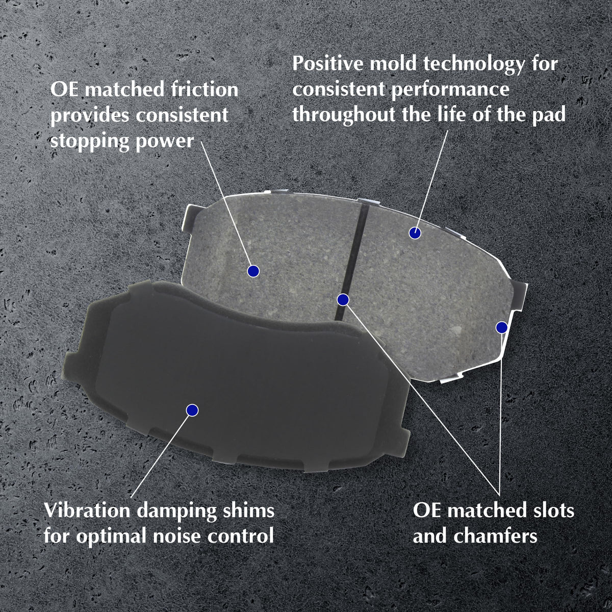 Centric C-Tek Ceramic Replacement Front Disc Brake Pad Set for Select Honda Model Years (103.09140)