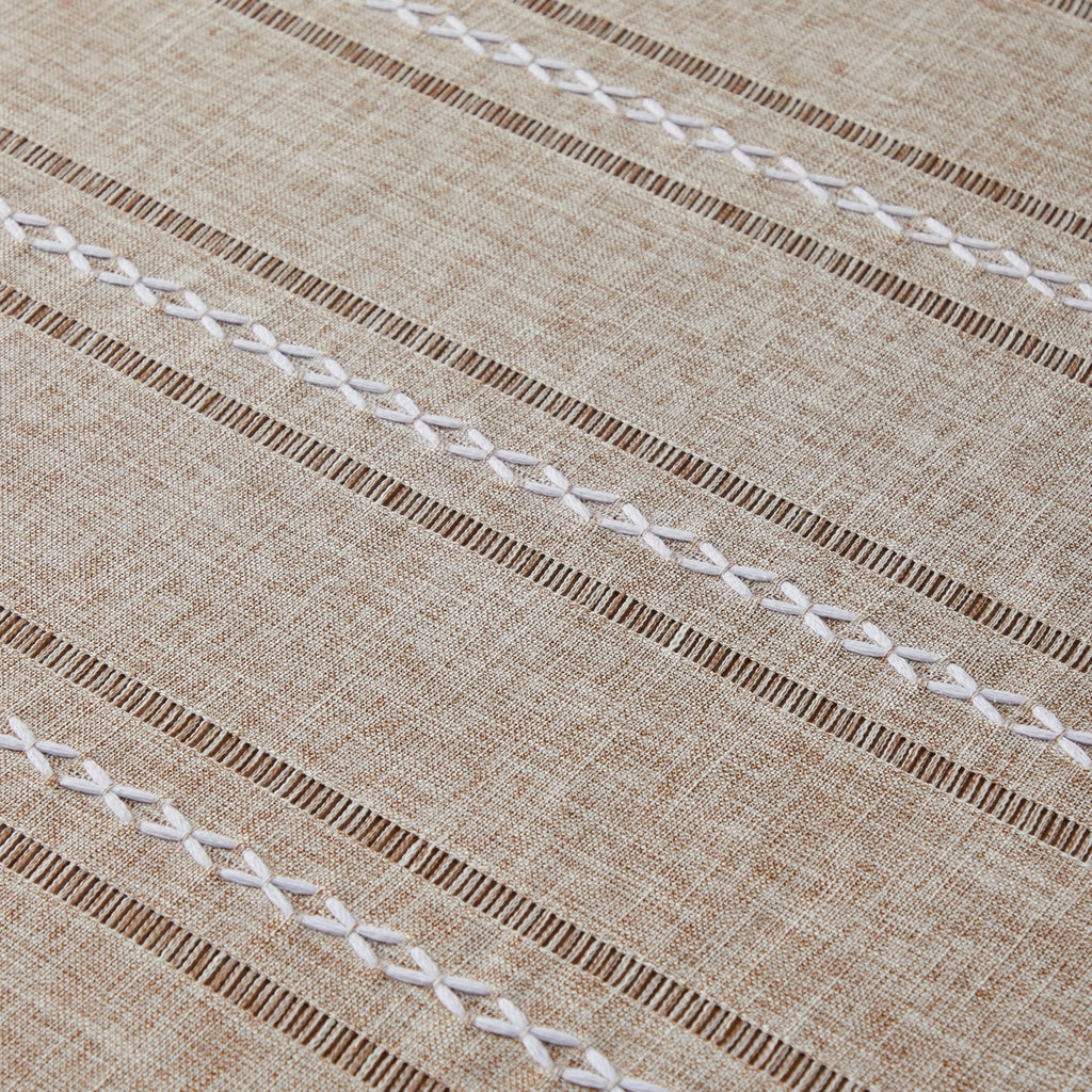 Hemstitched Striped Boho Table Cloth, 54x70 Inch Natural