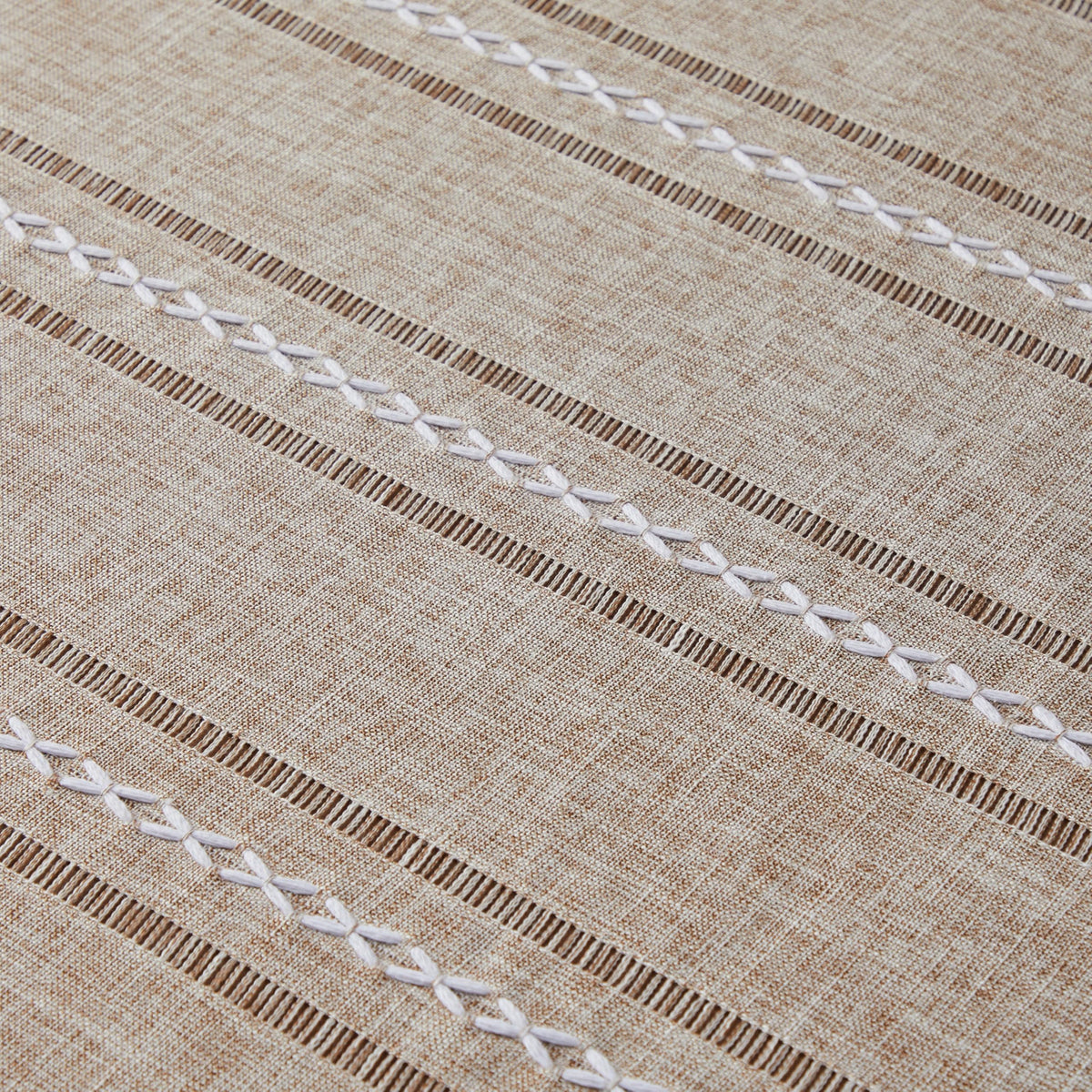 Hemstitched Striped Boho Table Cloth, 54x70 Inch Natural