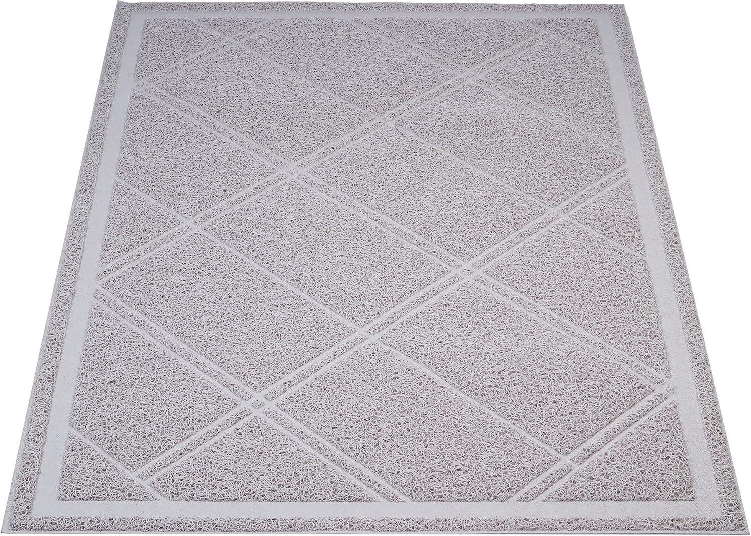 Less-Mess Litter Trapping Cat Litter Box Mat, Soft on Kitty Paws, Waterproof, Scatter Control, 24" x 35", Grey