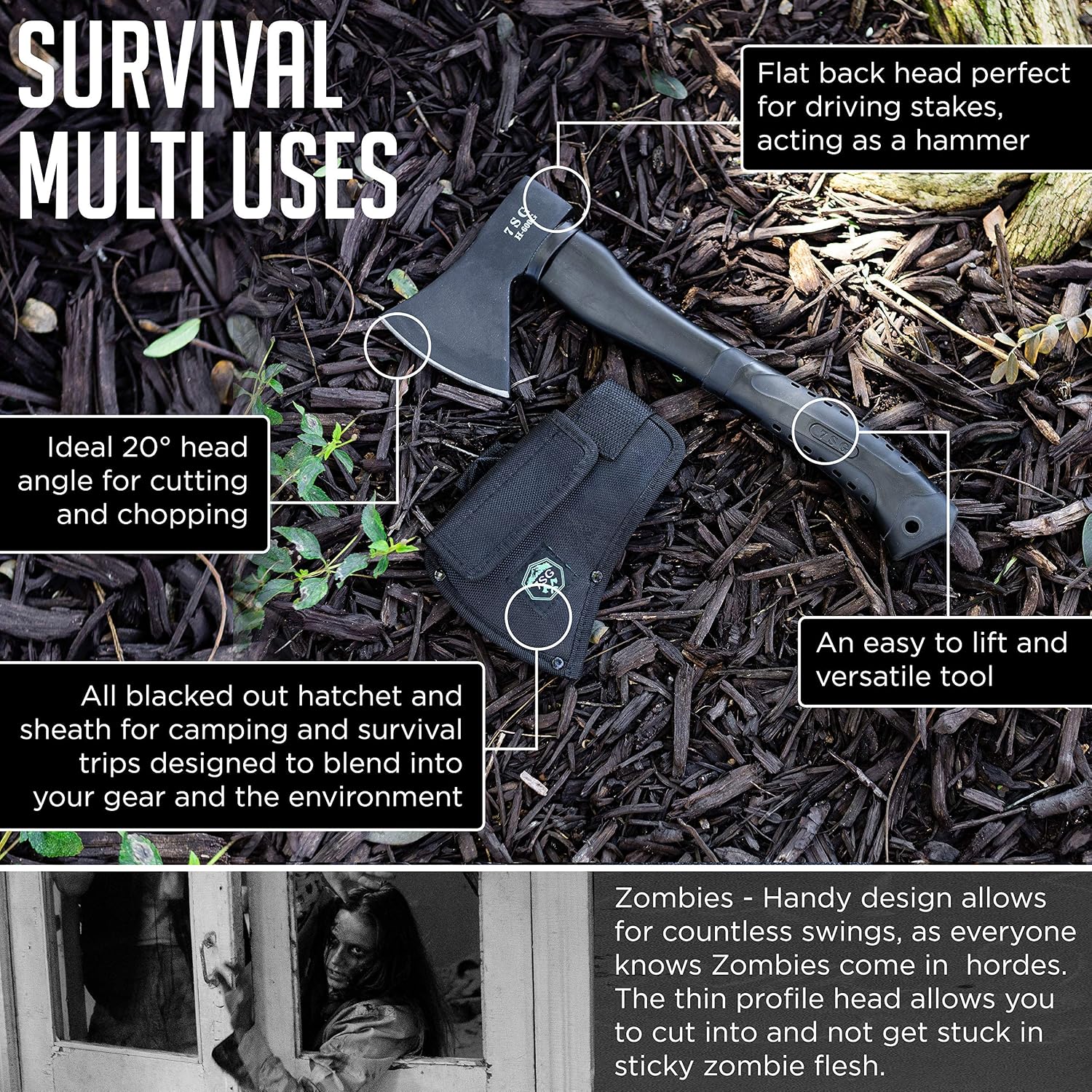 Camping Axe - Camping Hatchet with Sheath -Survival Throwing Axe - Survival Hatchets for Camping and Chopping Wood