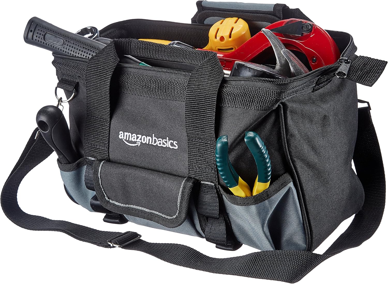 Durable Wear-Resistant Tool Storage Bag with Adjustable Shoulder Strap, Portable Tool Organizer, 16 Pockets, 12 in