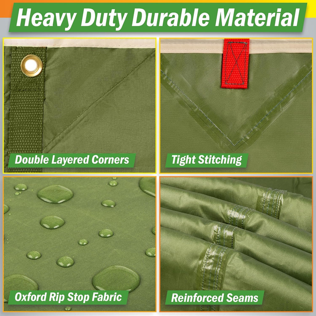 Camping Tarp with Poles - 15x12 Tarp for Camping or Hammock Rain Fly for Hiking, Backpacking or Portable Survival